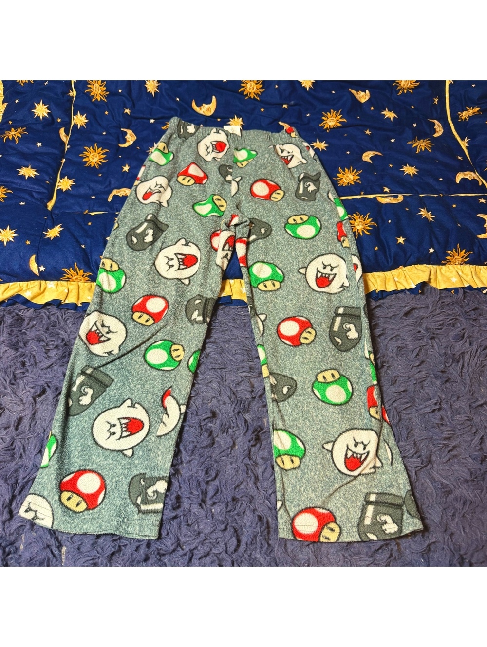 Nintendo Super Mario Brothers Pajama Pants Boys Size 8 Mushrooms Boo Ghost